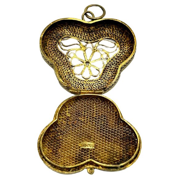 Antique Silver/Gold Vermeil Enamel Rooster Locket Pendant/Charm - Picture 4 of 5